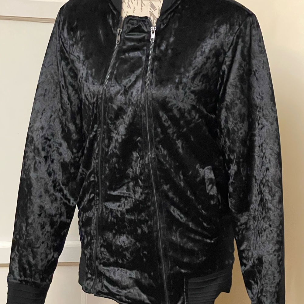 Twenty Black Bomber Jacket Velvet Elegance - Picture 1 of 10